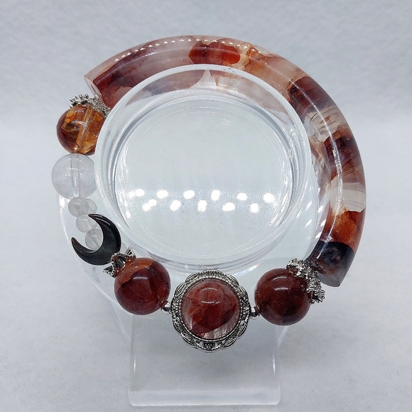🔥 Fire Quartz Celestial Half Hard Bangle Bracelet